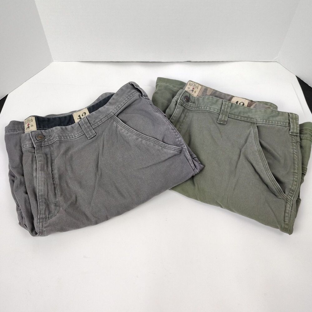 Lot Of 2 Red Head Men’s Cargo Canvas Hiking Shorts Waist 42 Gray Green Hunting